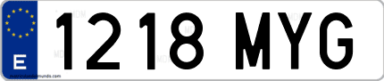 Ejemplo de matrícula de coche ordinaria 1218 MYG
