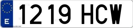 Ejemplo de matrícula española 1219 HCW
