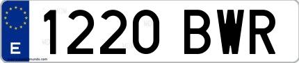 Ejemplo de matrícula española 1220 BWR