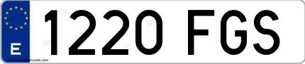 Ejemplo de matrícula española 1220 FGS