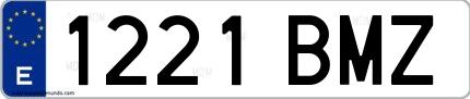 Ejemplo de matrícula española 1221 BMZ
