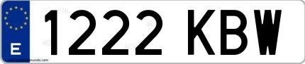 Ejemplo de matrícula española 1222 KBW