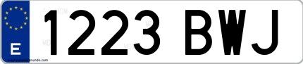 Ejemplo de matrícula española 1223 BWJ