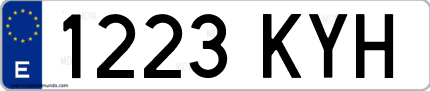 Ejemplo de matrícula de coche ordinaria 1223 KYH