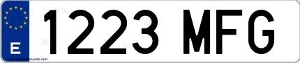 Ejemplo de matrícula española 1223 MFG