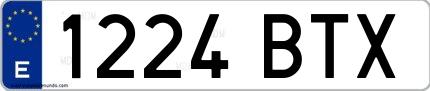 Ejemplo de matrícula española 1224 BTX