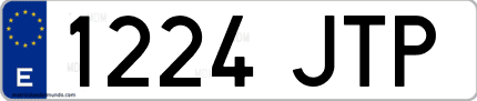 Ejemplo de matrícula de coche ordinaria 1224 JTP