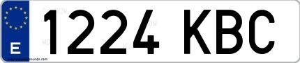 Ejemplo de matrícula española 1224 KBC