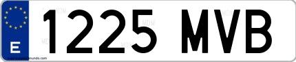 Ejemplo de matrícula española 1225 MVB
