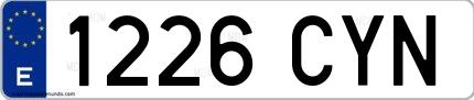 Ejemplo de matrícula española 1226 CYN