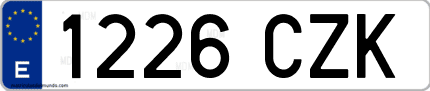 Ejemplo de matrícula de coche ordinaria 1226 CZK