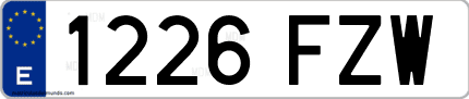 Ejemplo de matrícula de coche ordinaria 1226 FZW