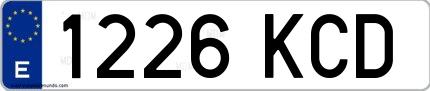 Ejemplo de matrícula española 1226 KCD