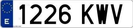 Ejemplo de matrícula española 1226 KWV