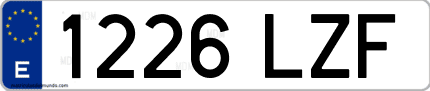 Ejemplo de matrícula de coche ordinaria 1226 LZF