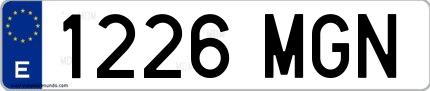 Ejemplo de matrícula española 1226 MGN