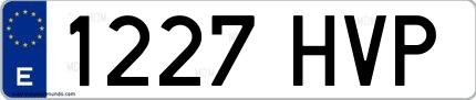 Ejemplo de matrícula española 1227 HVP