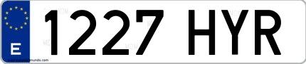Ejemplo de matrícula española 1227 HYR