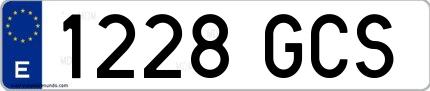 Ejemplo de matrícula española 1228 GCS