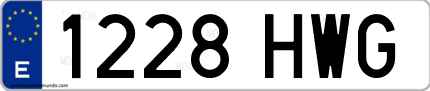 Ejemplo de matrícula de coche ordinaria 1228 HWG