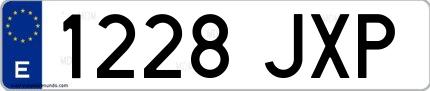 Ejemplo de matrícula española 1228 JXP