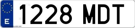 Ejemplo de matrícula española 1228 MDT