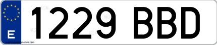 Ejemplo de matrícula española 1229 BBD