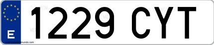 Ejemplo de matrícula española 1229 CYT