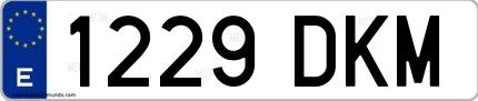 Ejemplo de matrícula española 1229 DKM