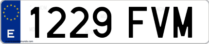Ejemplo de matrícula de coche ordinaria 1229 FVM