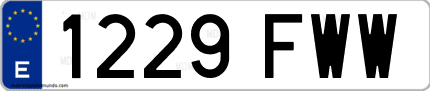 Ejemplo de matrícula de coche ordinaria 1229 FWW