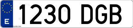 Ejemplo de matrícula de coche ordinaria 1230 DGB