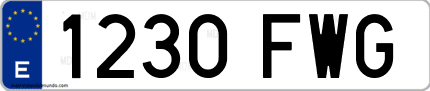 Ejemplo de matrícula de coche ordinaria 1230 FWG