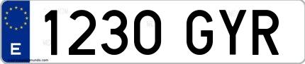 Ejemplo de matrícula española 1230 GYR