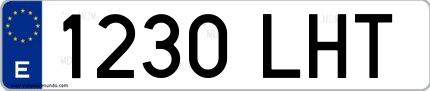 Ejemplo de matrícula española 1230 LHT