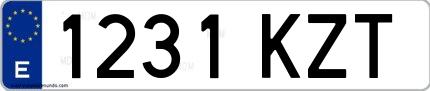 Ejemplo de matrícula española 1231 KZT