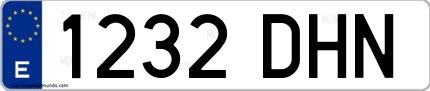 Ejemplo de matrícula española 1232 DHN