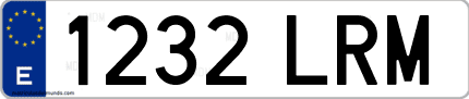 Ejemplo de matrícula de coche ordinaria 1232 LRM