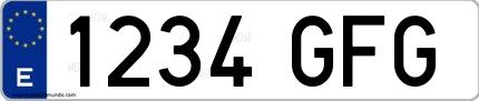Ejemplo de matrícula española 1234 GFG