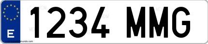 Ejemplo de matrícula española 1234 MMG