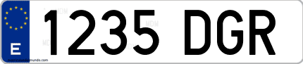 Ejemplo de matrícula de coche ordinaria 1235 DGR