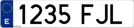 Ejemplo de matrícula española 1235 FJL