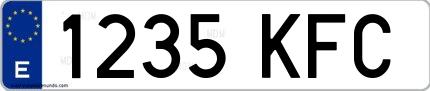 Ejemplo de matrícula española 1235 KFC