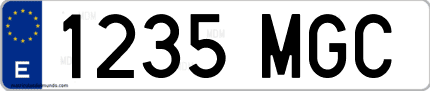 Ejemplo de matrícula de coche ordinaria 1235 MGC