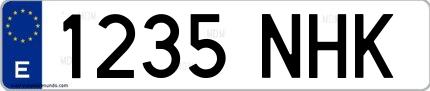 Ejemplo de matrícula española 1235 NHK