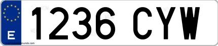 Ejemplo de matrícula española 1236 CYW