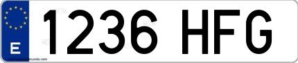 Ejemplo de matrícula española 1236 HFG