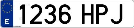 Ejemplo de matrícula española 1236 HPJ
