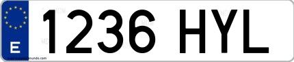 Ejemplo de matrícula española 1236 HYL