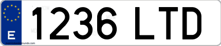 Ejemplo de matrícula de coche ordinaria 1236 LTD